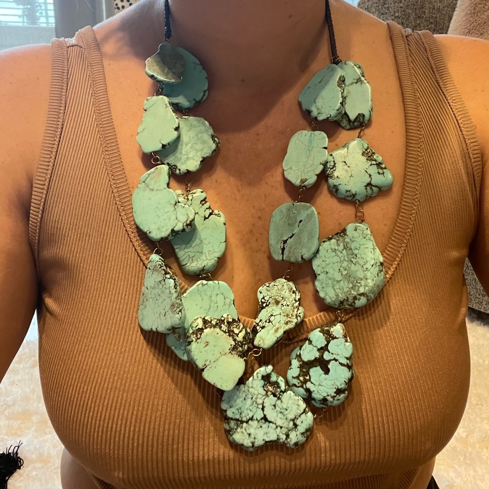 Anthropologie turquoise statement necklace